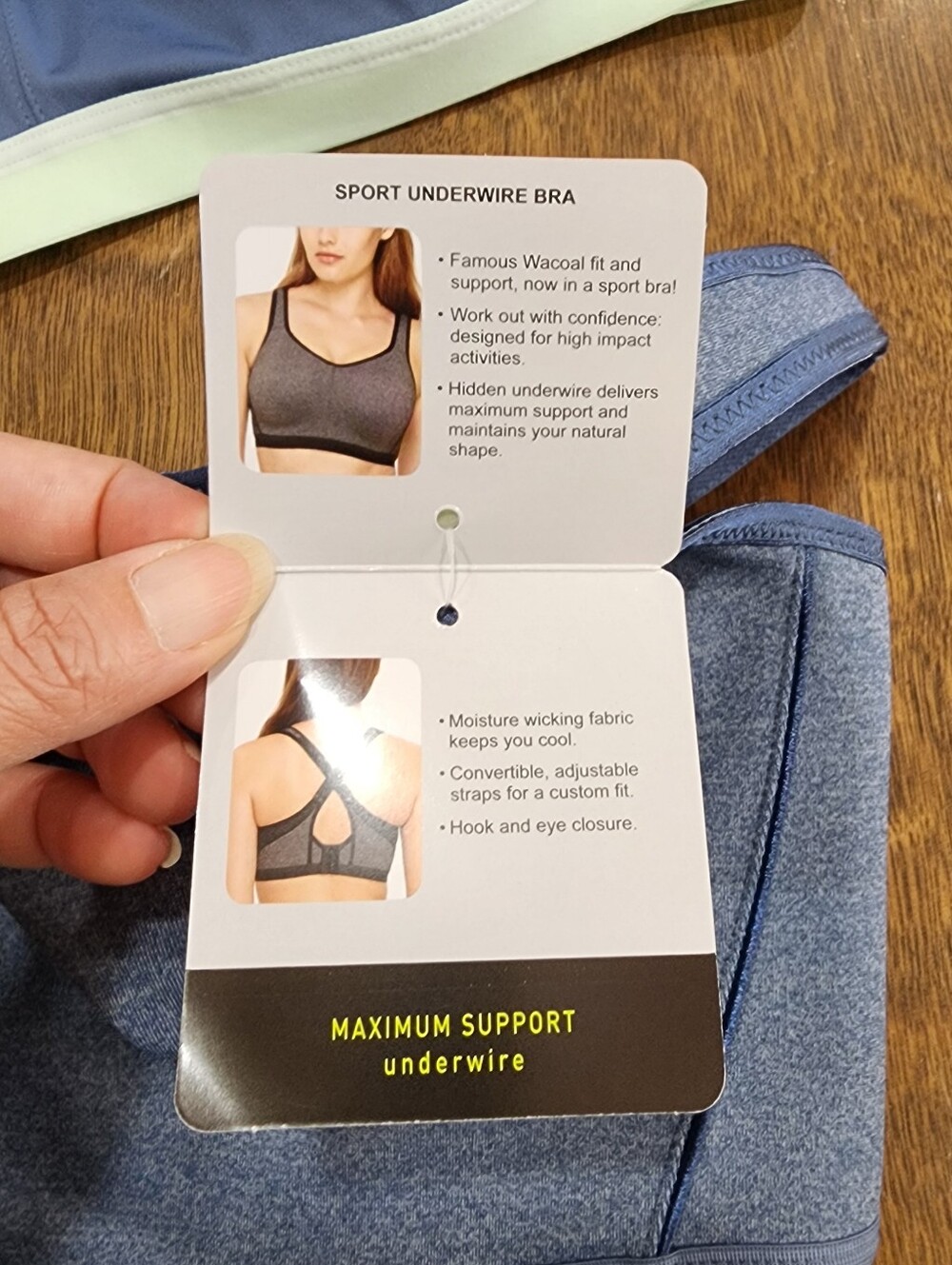 Wacoal Sport Underwire Bra Bundle Maximum Support Blue 36DDD NWT Athletic Wear - Picture 6 of 6